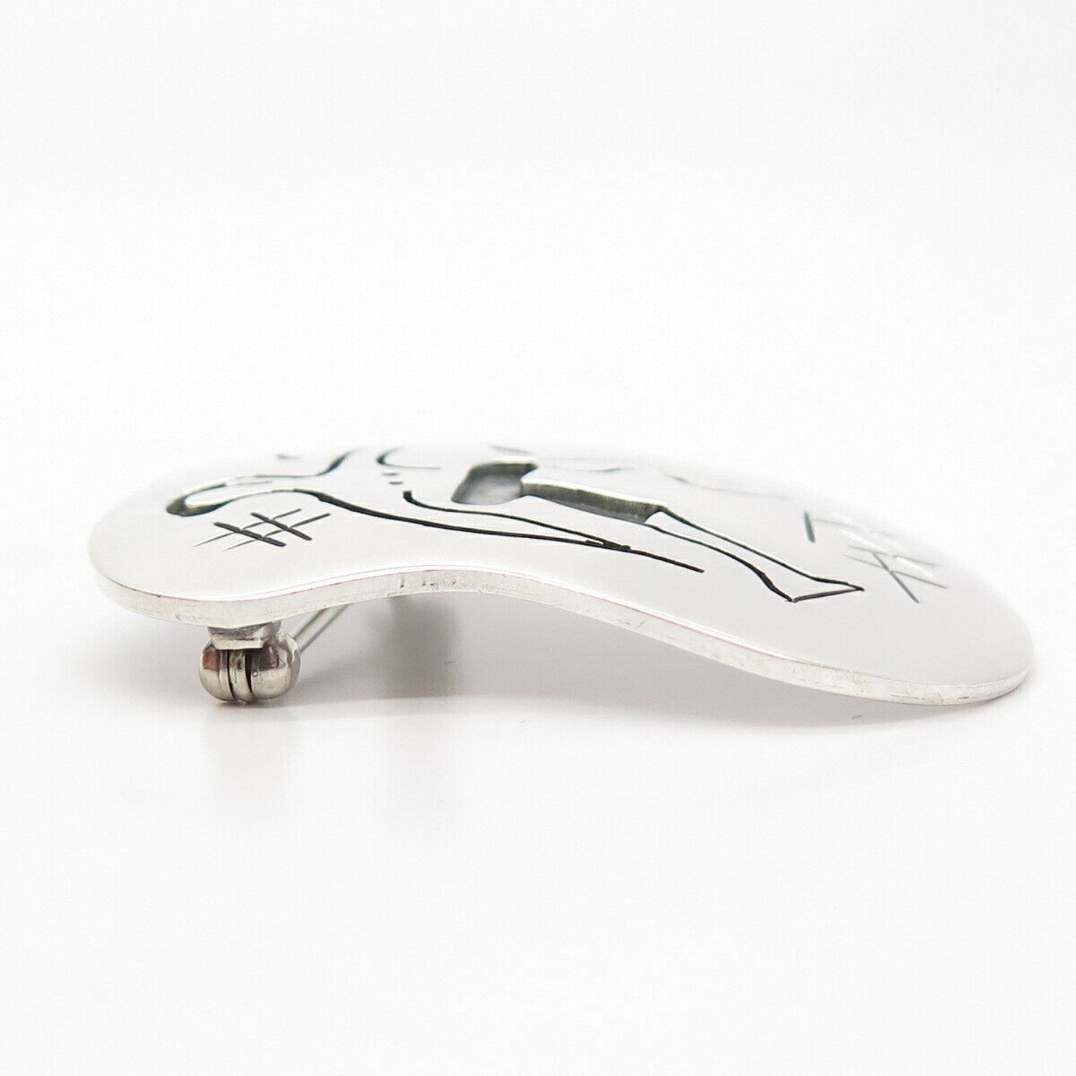 925 Sterling Silver Vintage Mexico Tribal Warrior Pin Brooch