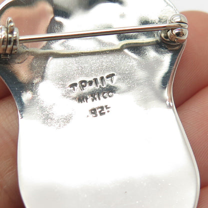 925 Sterling Silver Vintage Mexico Tribal Warrior Pin Brooch