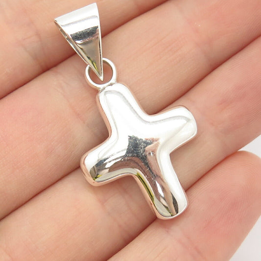 925 Sterling Silver Vintage Hollow Cross Religious Pendant