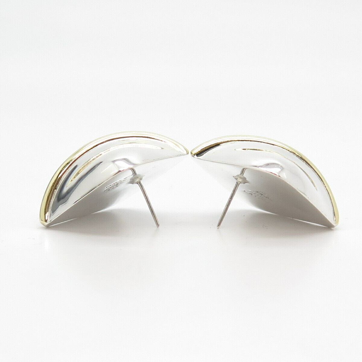 925 Sterling Silver 2-Tone Vintage Mexico Modernist Earrings