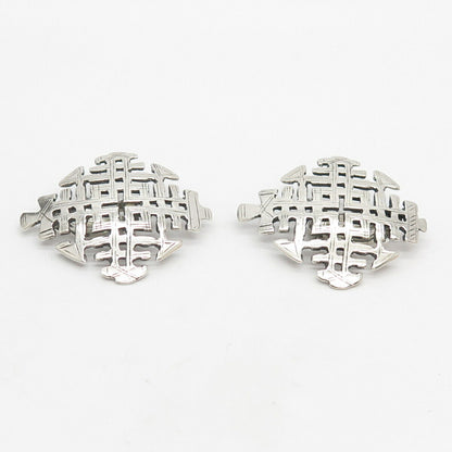 925 Sterling Silver Vintage Modernist Clip On Earrings