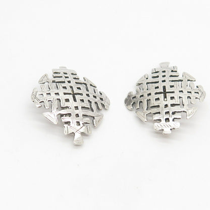 925 Sterling Silver Vintage Modernist Clip On Earrings