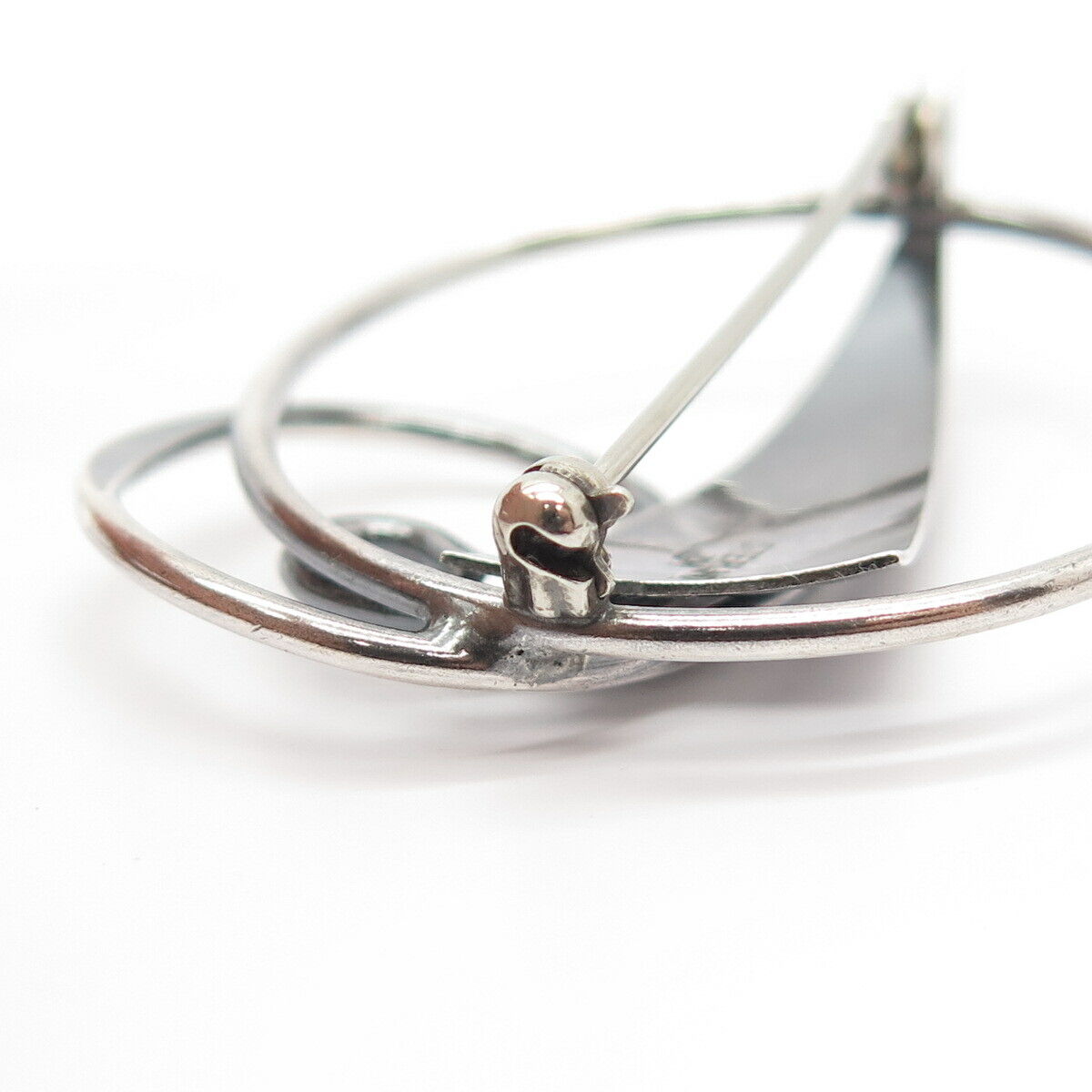 925 Sterling Silver Vintage Abstract Swirl Pin Brooch