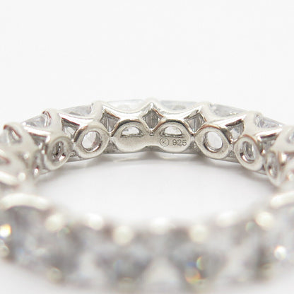 925 Sterling Silver Princess-Cut C Z Band Ring Size 7 1/4