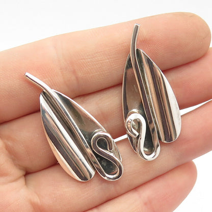 925 Sterling Silver Vintage Leaf Clip On Earrings