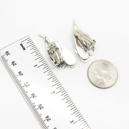 925 Sterling Silver Vintage Leaf Clip On Earrings