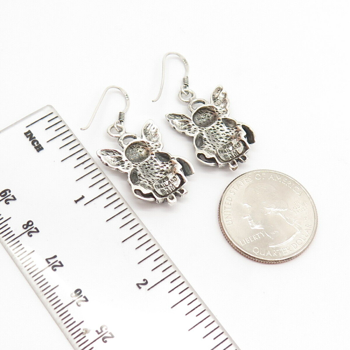 925 Sterling Silver Vintage Angel Dangling Earrings