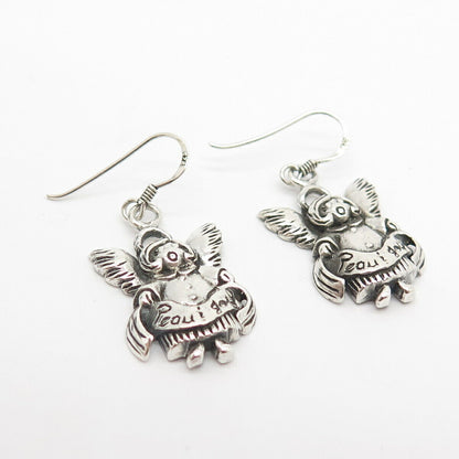 925 Sterling Silver Vintage Angel Dangling Earrings