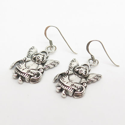 925 Sterling Silver Vintage Angel Dangling Earrings