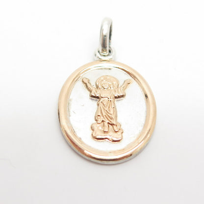 970 Silver 2-Tone Vintage LEON Religious Theme Pendant