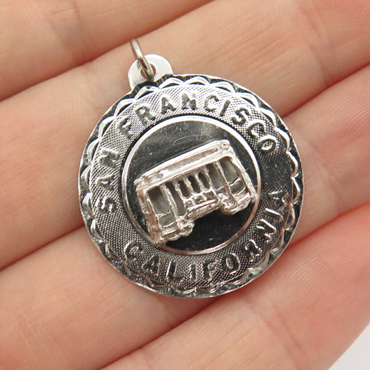 925 Sterling Silver Vintage ASCO "San Francisco California" Cable Car Pendant