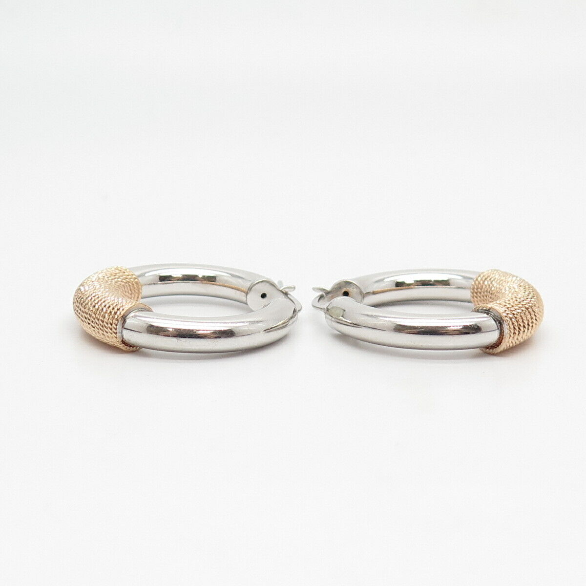 925 Sterling Silver 2-Tone Twisted Hoop Earrings