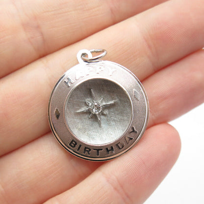 925 Sterling Silver Antique C Z "Happy Birthday" Pendant