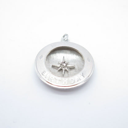 925 Sterling Silver Antique C Z "Happy Birthday" Pendant