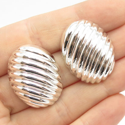 925 Sterling Silver Vintage Mexico Ribbed Earrings