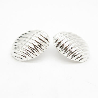 925 Sterling Silver Vintage Mexico Ribbed Earrings