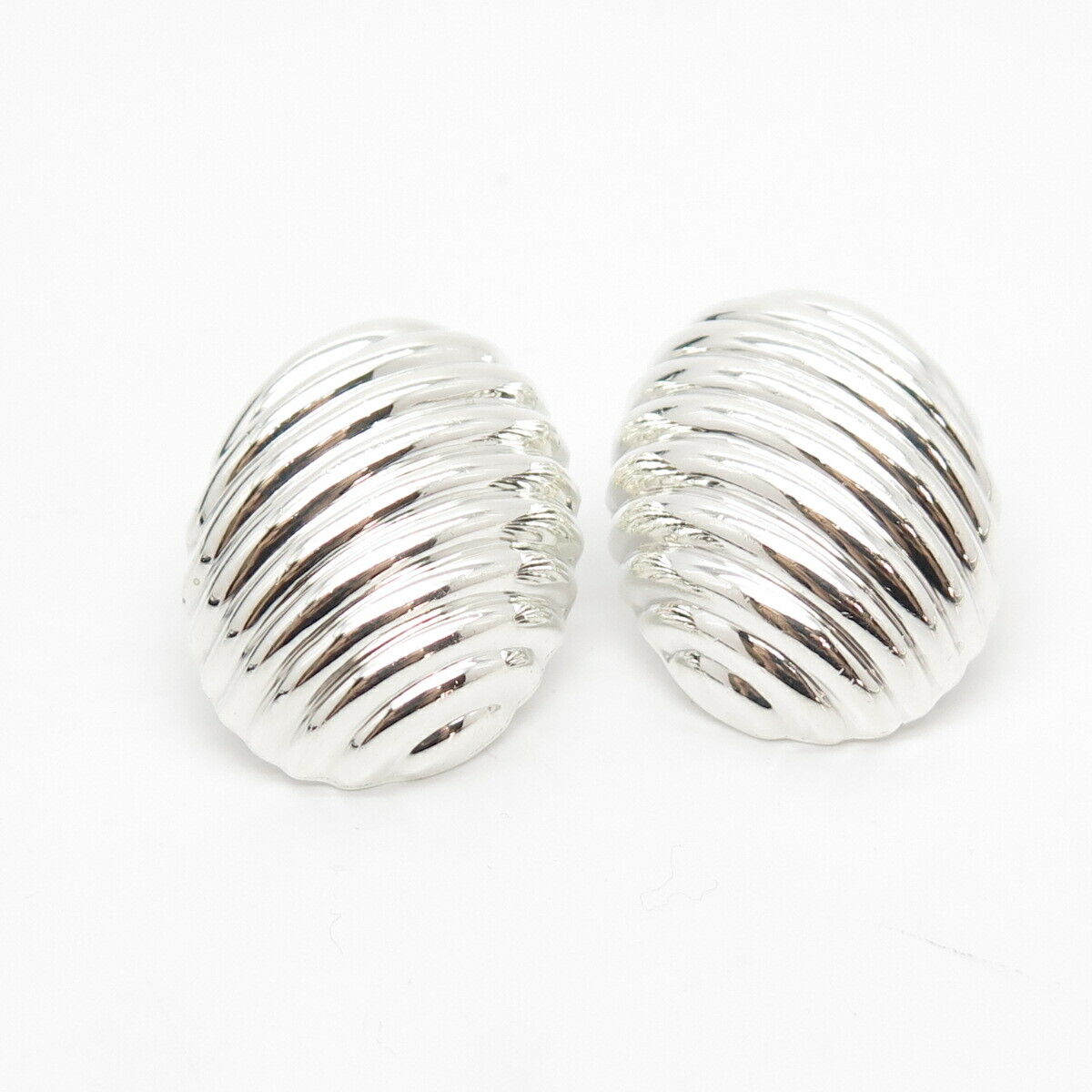 925 Sterling Silver Vintage Mexico Ribbed Earrings