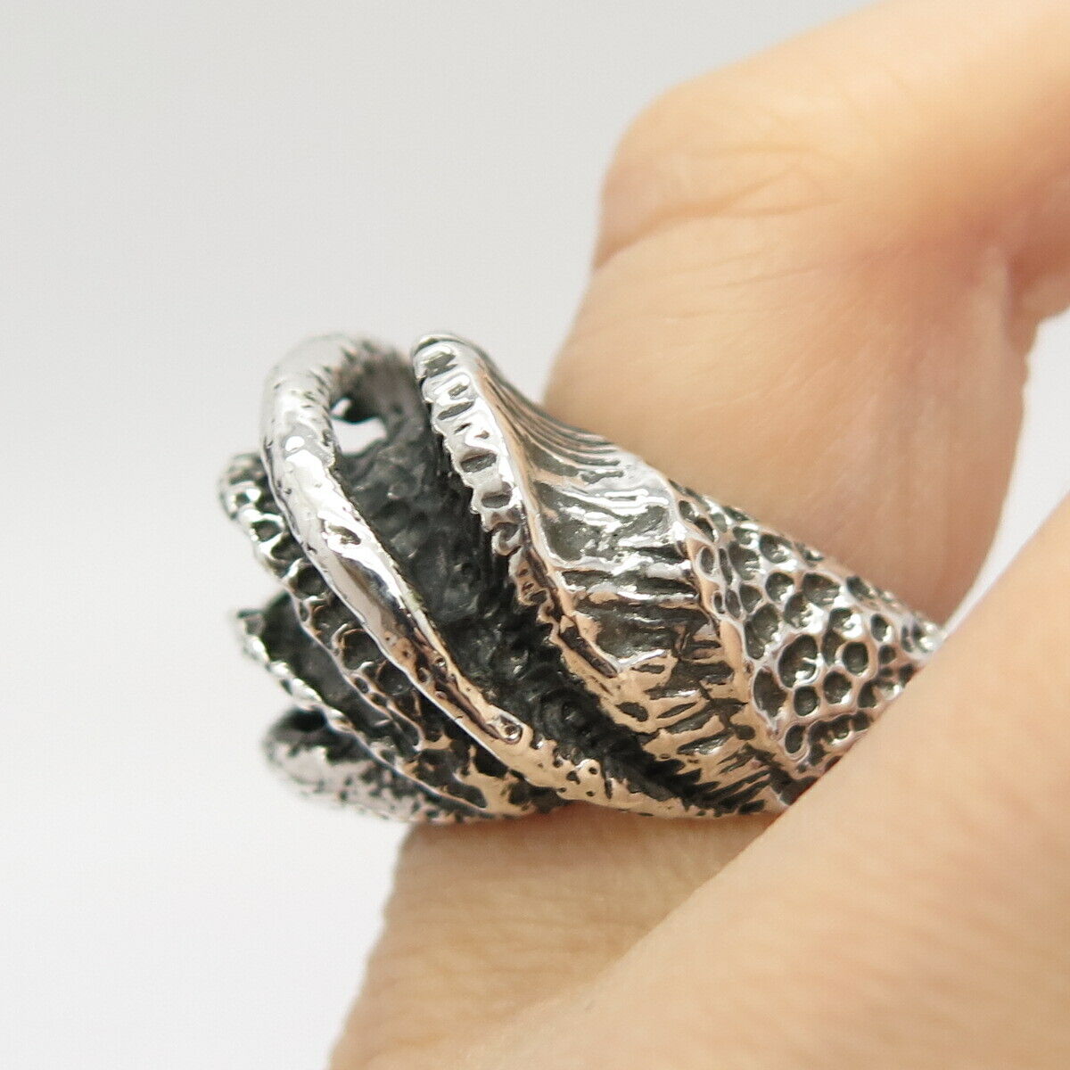 925 Sterling Silver Vintage Modernist Ring Size 4 3/4