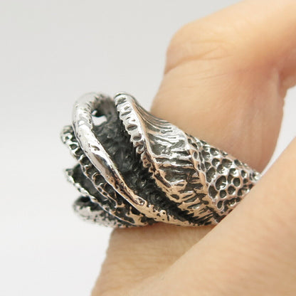 925 Sterling Silver Vintage Modernist Ring Size 4 3/4