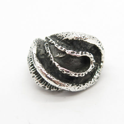 925 Sterling Silver Vintage Modernist Ring Size 4 3/4