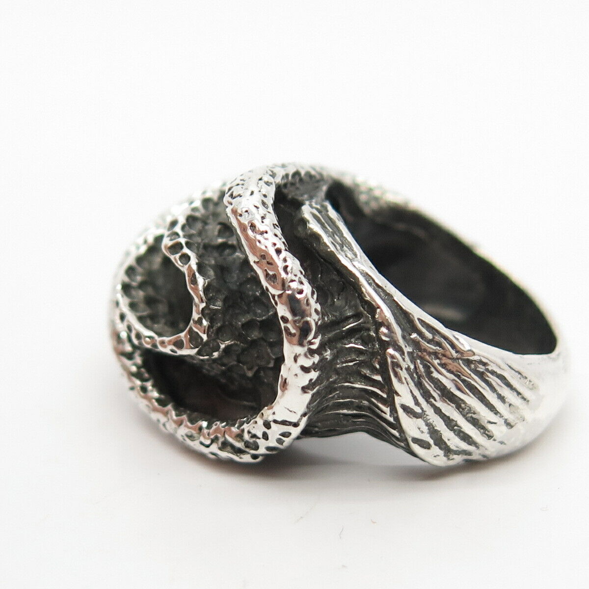 925 Sterling Silver Vintage Modernist Ring Size 4 3/4