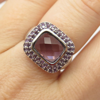 925 Sterling Silver Real Amethyst Gemstone Ring Size 6 3/4