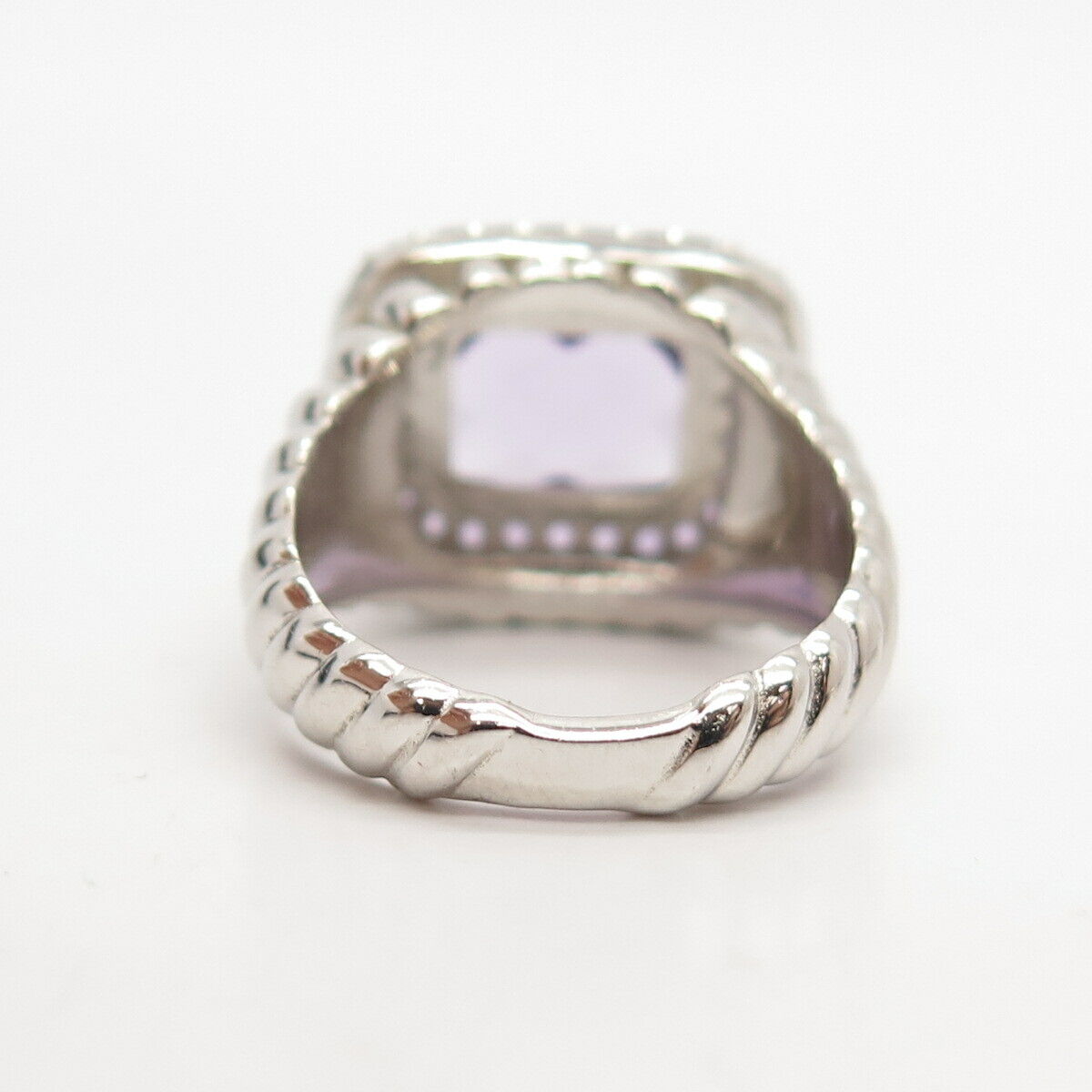 925 Sterling Silver Real Amethyst Gemstone Ring Size 6 3/4