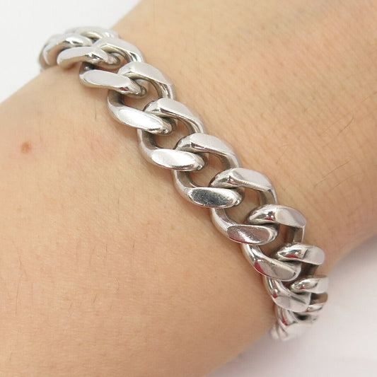 925 Sterling Silver Italy Cuban Link Bracelet 8"