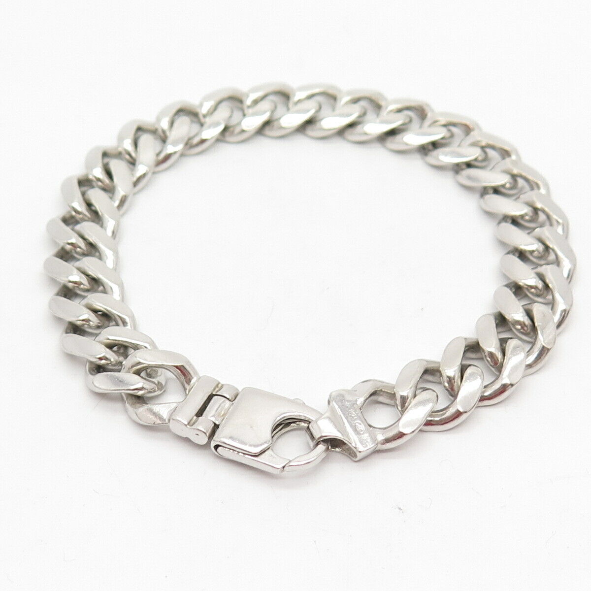 925 Sterling Silver Italy Cuban Link Bracelet 8"