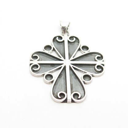 925 Sterling Silver Vintage Mexico Ornate Cross Pendant