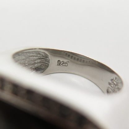 925 Sterling Silver Real Abalone Shell & C Z Ring Size 7