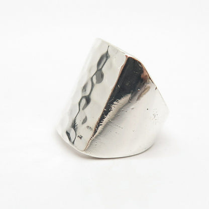 925 Sterling Silver Vintage Hammered Finish Statement Ring Size 6