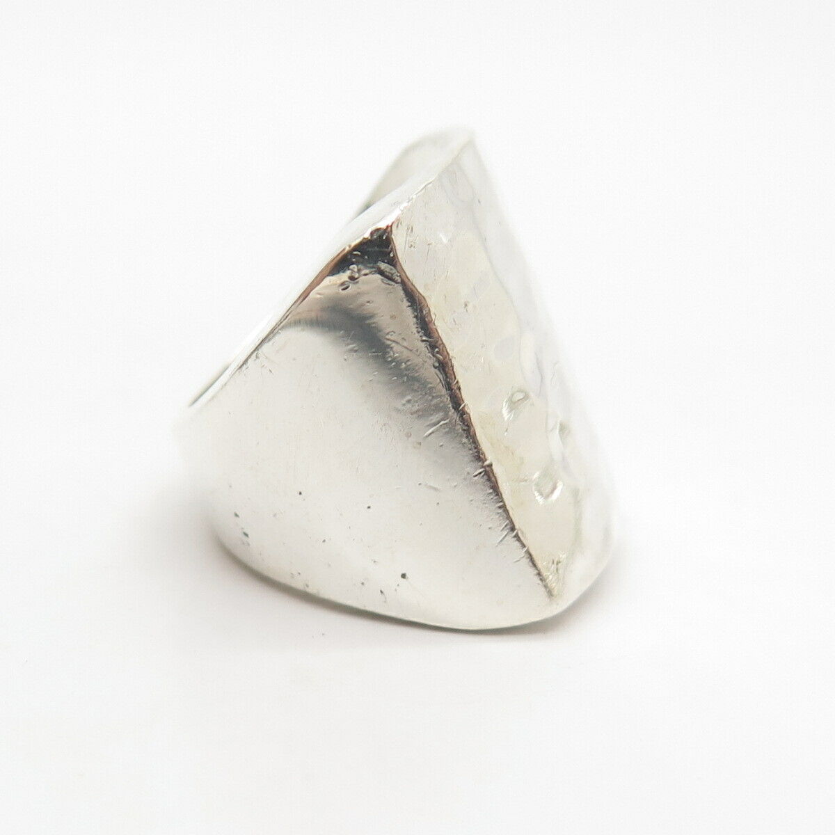 925 Sterling Silver Vintage Hammered Finish Statement Ring Size 6