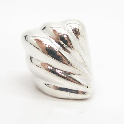 925 Sterling Silver Vintage Ribbed Statement Ring Size 7 1/4