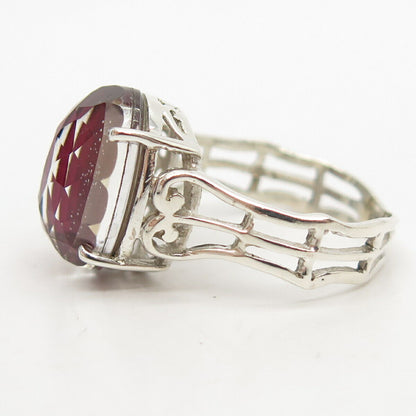 925 Sterling Silver Pink Glass Ring Size 8 3/4