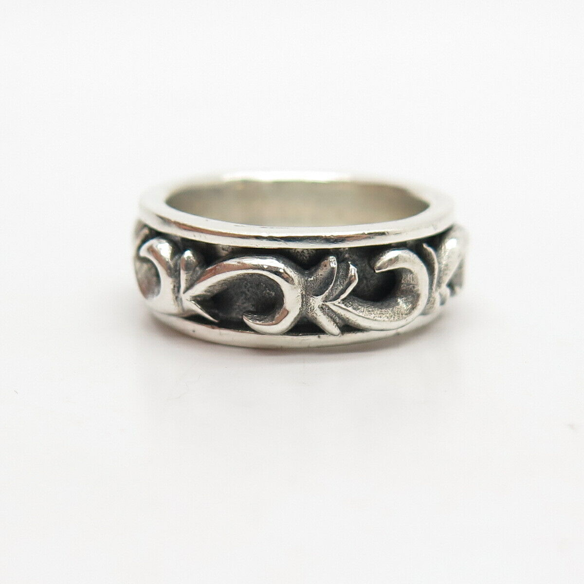 925 Sterling Silver Swirl Ornate Rotating Band Ring