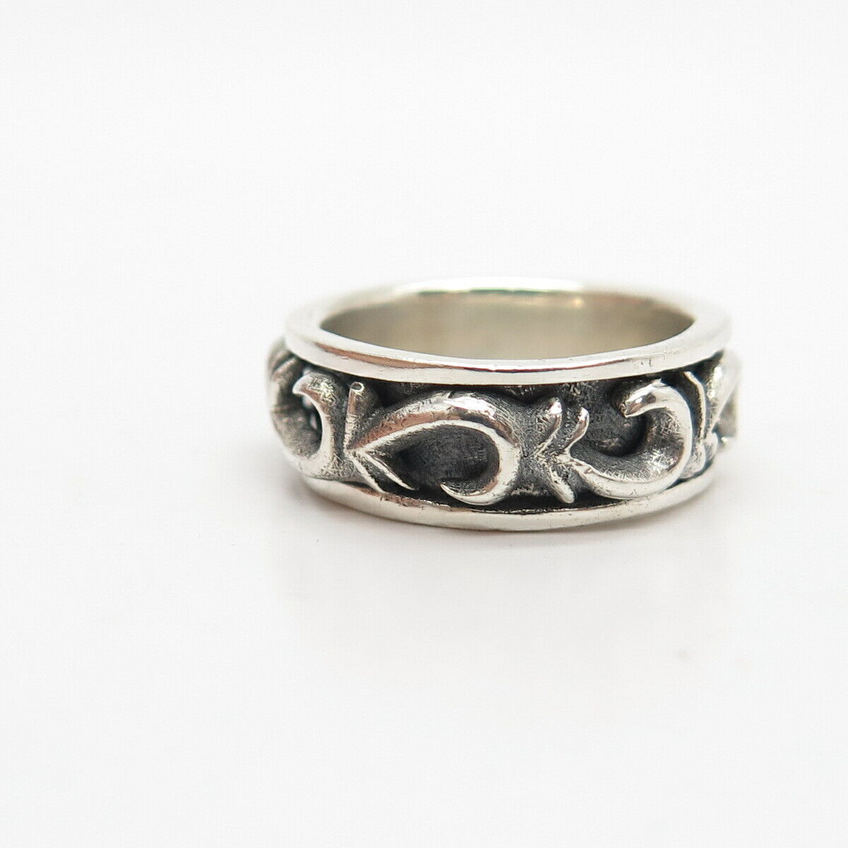 925 Sterling Silver Swirl Ornate Rotating Band Ring