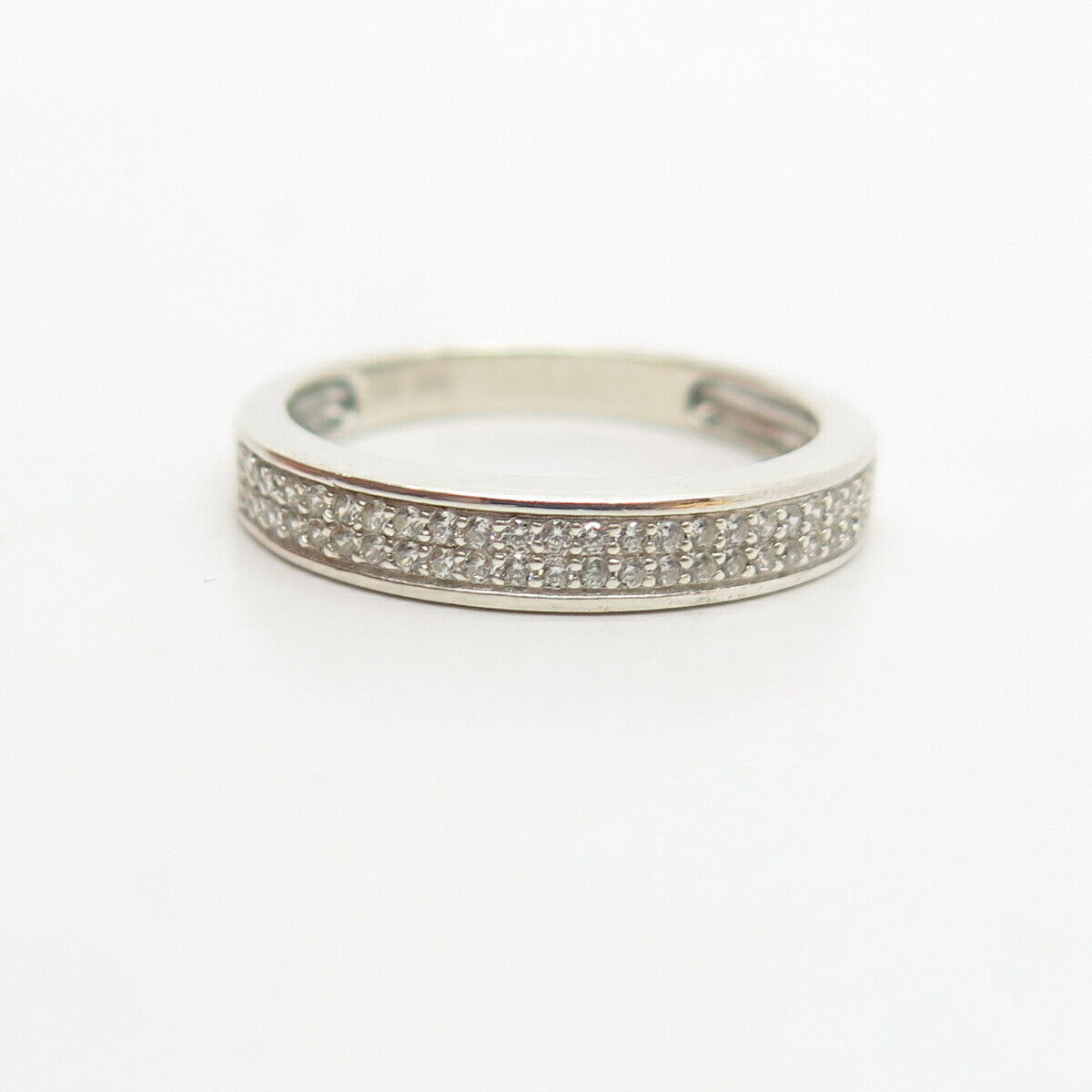 925 Sterling Silver CZ Wedding Band Ring