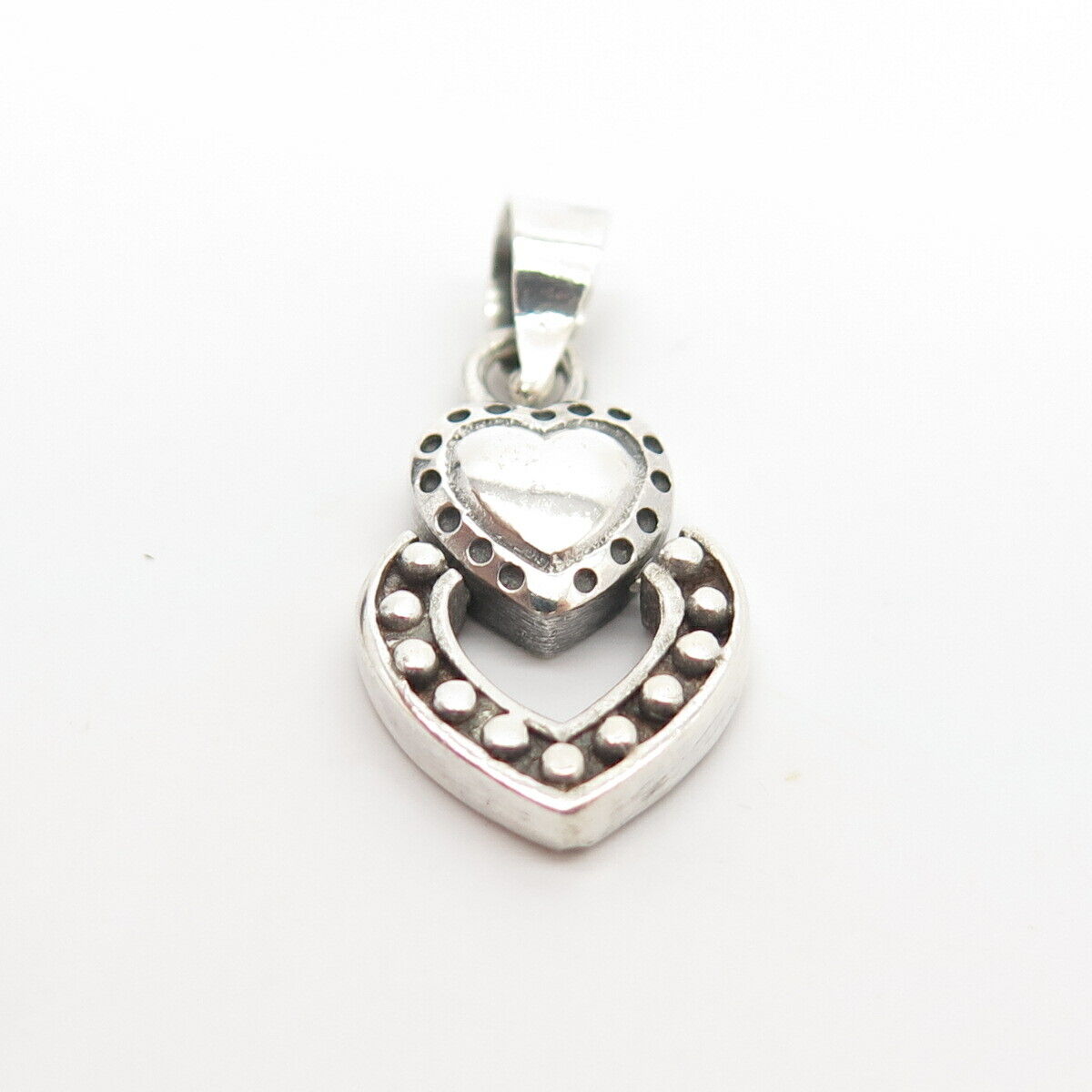 925 Sterling Silver Vintage Double Heart Peandant