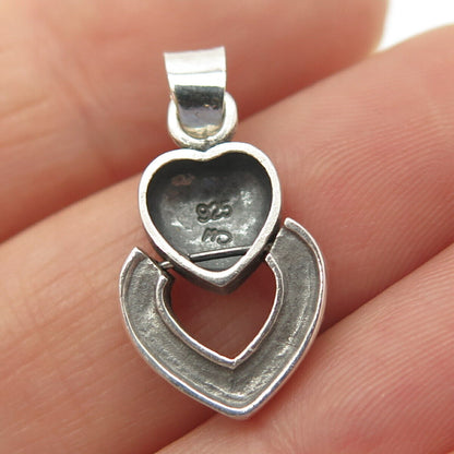 925 Sterling Silver Vintage Double Heart Peandant