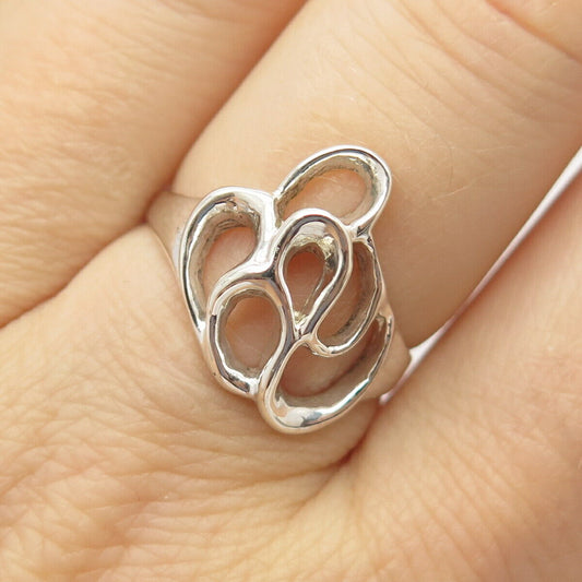 925 Sterling Silver Vintage Modernist Ring Size 8