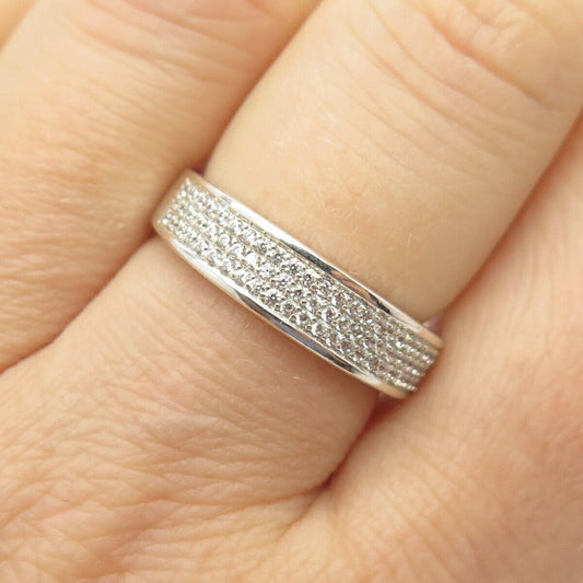 925 Sterling Silver C Z Band Ring Size 8