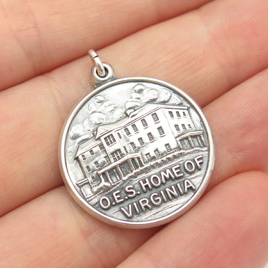 925 Sterling Silver Vintage B.B. Co "O.E.S. Home of Virginia" Pendant