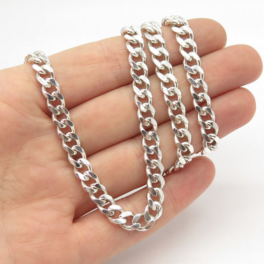 925 Sterling Silver Vintage Italy Cuban Chain Necklace 21"