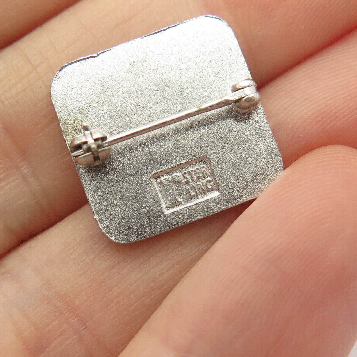 925 Sterling Silver Vintage "League Of Catholic Women" Square Pin Brooch