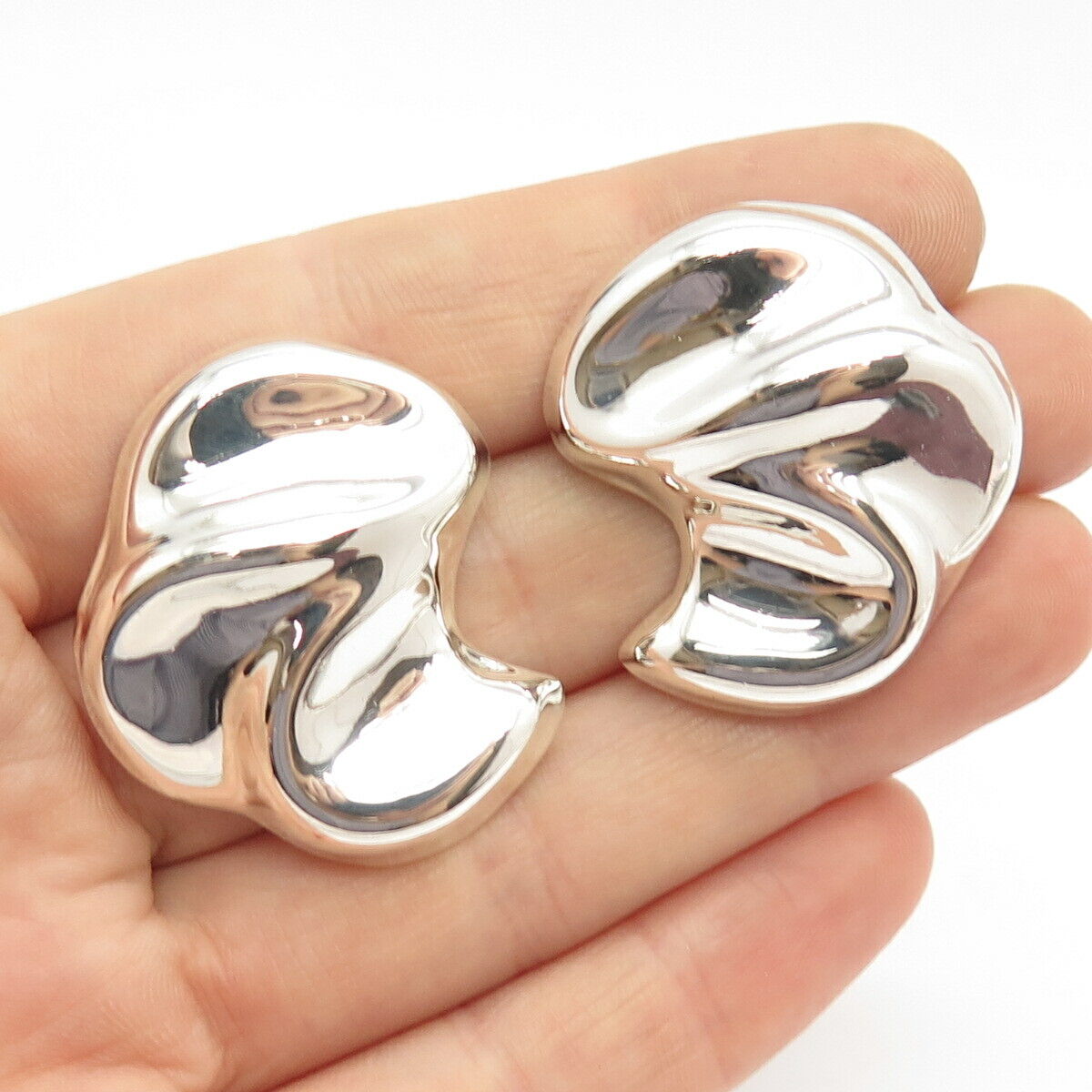 925 Sterling Silver Vintage Mexico Modernist Earrings