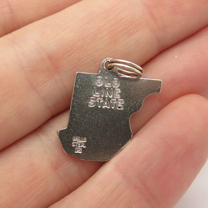 925 Sterling Silver Vintage Wells "Maryland" State Map Charm Pendant