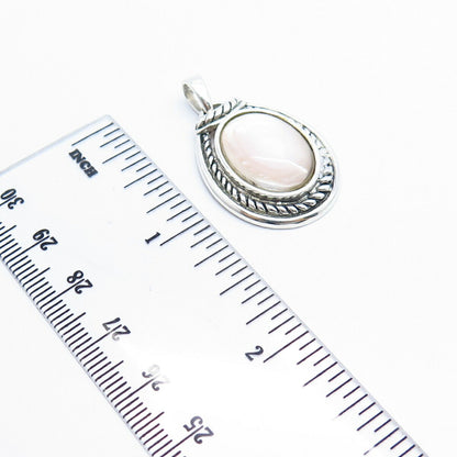 925 Sterling Silver Vintage Real Mother-of-Pearl Teardrop Pendant