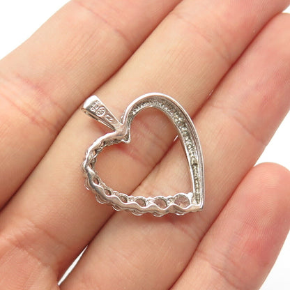 925 Sterling Silver Vintage Heng Ngai C Z Open Heart Pendant