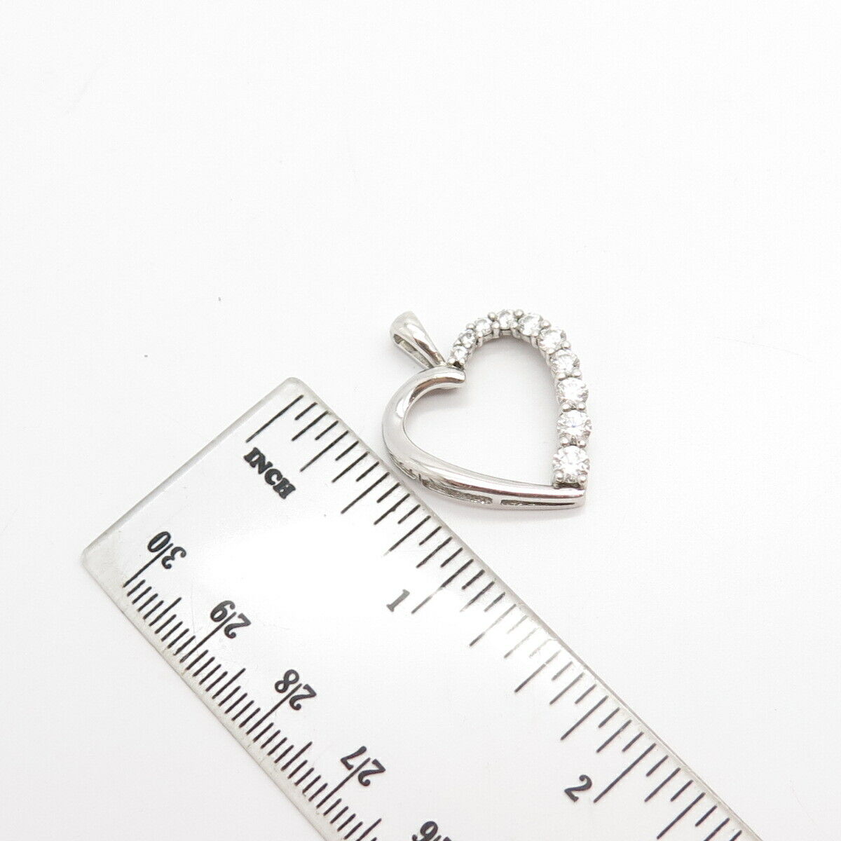 925 Sterling Silver Vintage Heng Ngai C Z Open Heart Pendant